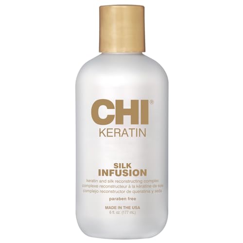 CHI Keratin Silk Infusion, Hydrating Hair Serum For Restoring Softness & Shine, Helps Dry, Damaged Hair, Sulfate-free, 6 Oz